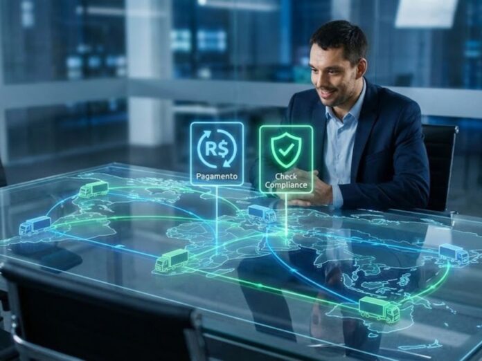 Fluxo de operação otimizado demonstrando eficiência logística com uso de tecnologia de gestão de frete.